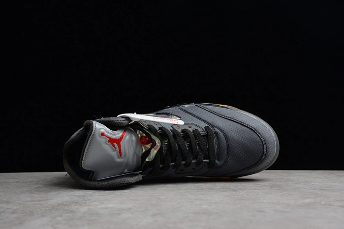 Air Jordan 5 Retro O-W Black Muslin-Fire Red  CT8480-001