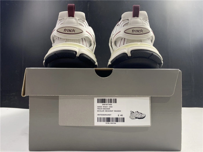 BALENCIAGA Track Trainer White And Burgundy 542436 W3AC1 2050