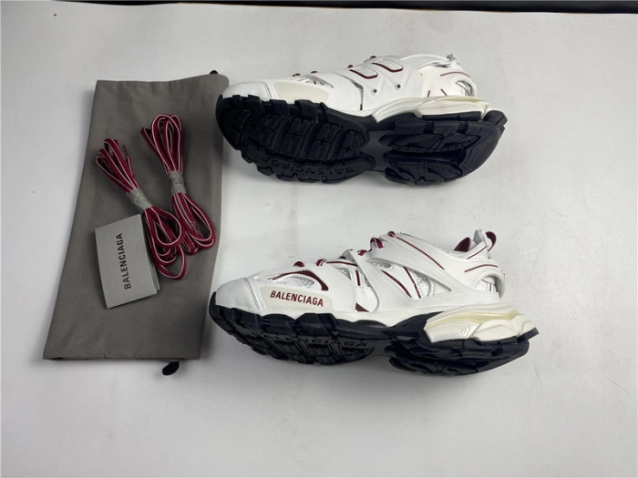 BALENCIAGA Track Trainer White And Burgundy 542436 W3AC1 2050