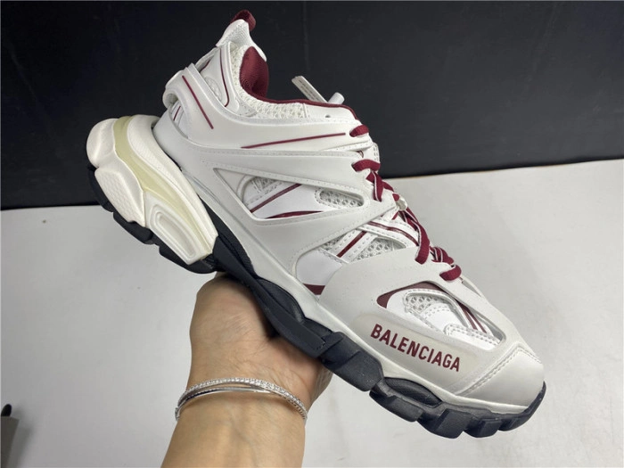 BALENCIAGA Track Trainer White And Burgundy 542436 W3AC1 2050