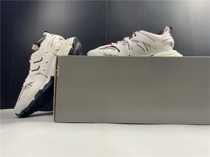 BALENCIAGA Track Trainer White And Burgundy 542436 W3AC1 2050