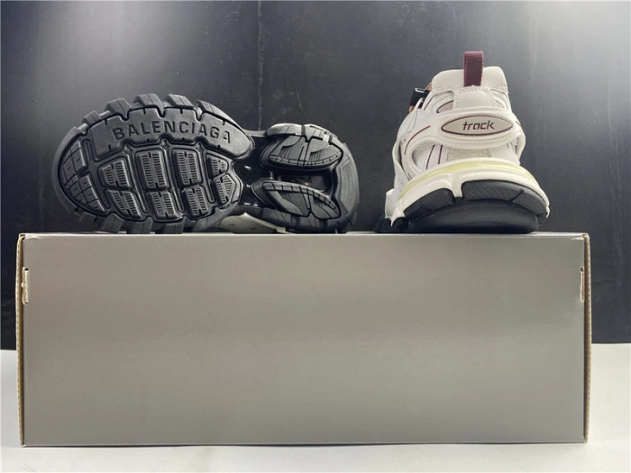 BALENCIAGA Track Trainer White And Burgundy 542436 W3AC1 2050