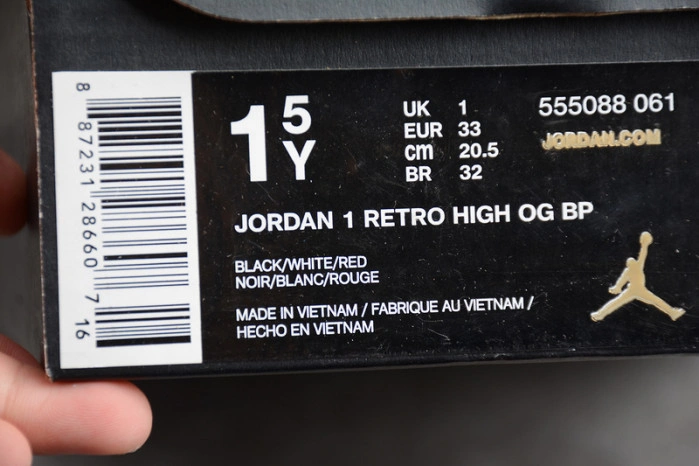 Kids Air Jordan 1 Retro High Og 'Gym Red'  555088-061