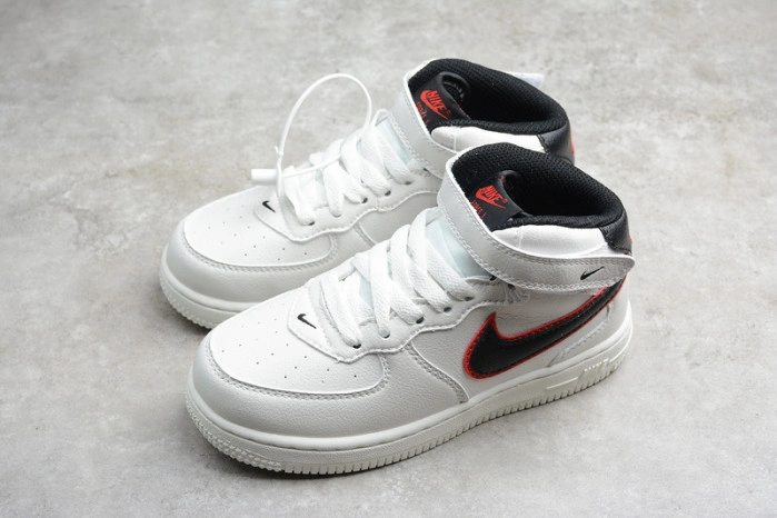 Kids Nike Air Force 1 Mid 07 White Black Red 314197-101