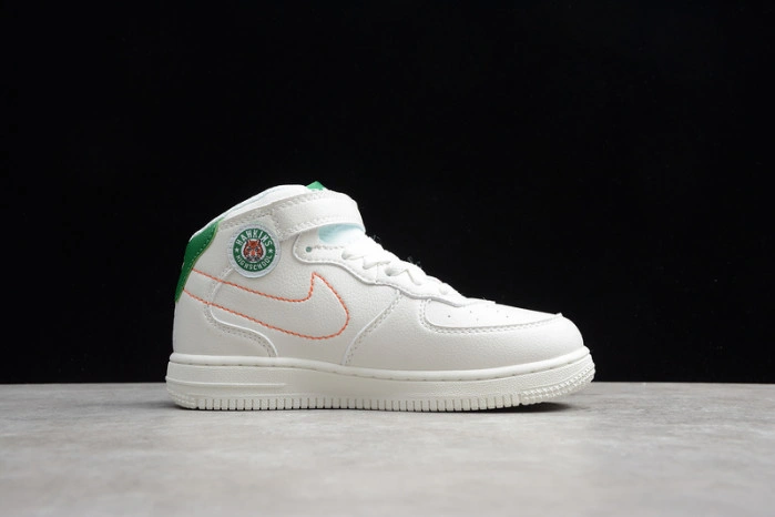 Kids Nike Air Force 1 Mid 07 White Green Orange 314193-100