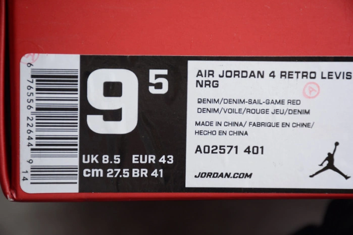 LEVI'S X NIKE AIR JORDAN 4 DENIM AO2571-401