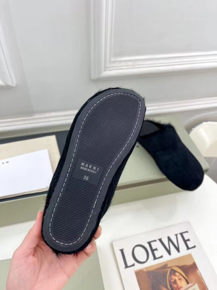 MARNI CALF HAIR SLIPPERS