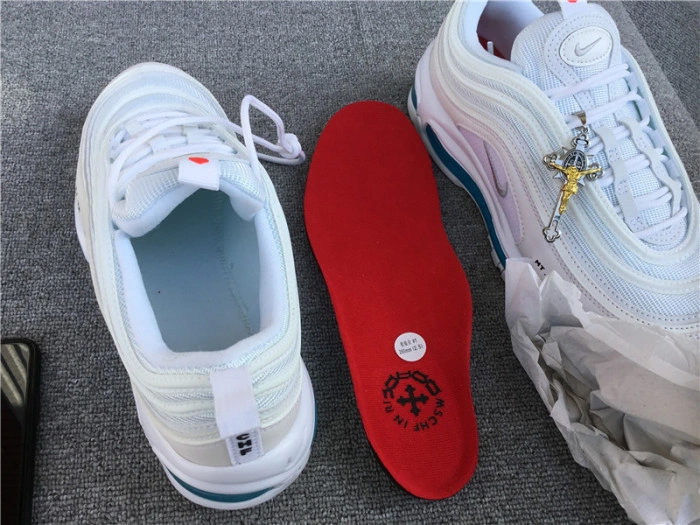 MSCHF x INRI x Nike Air Max 97 'Jesus Shoes' Custom White Blue 921826-101JSUS.