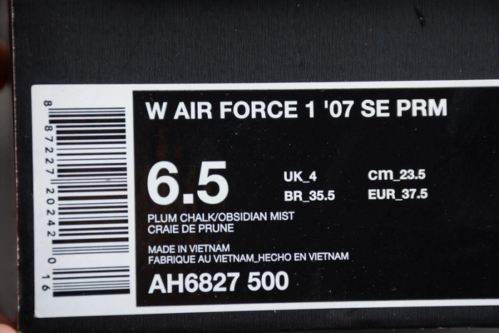NIKE AIR FORCE 1 ’07 PREMIUM PLUM CHALK AH6827-500