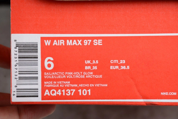 NIKE AIR MAX 97 SE “CORDUROY” SAIL VOLT GLOW ARCTIC PINK WOMENS AQ4137-101