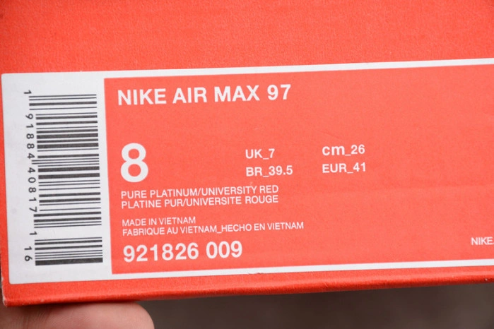 NIKE AIR MAX 97 UNIVERSITY RED 921826-009