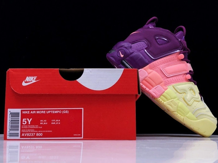 NIKE WMNS AIR MORE UPTEMPO CITRON PINK BRIGHT PURPLE-NIGHT GRAPE STYLE AV8237-800