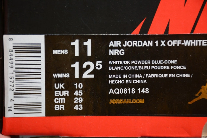 O-W x Air Jordan 1 UNC Release Date AQ0818-148