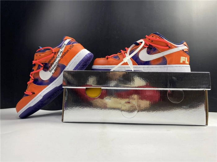 O-W x Nike SB Dunk Low Orange Perple White  CT0856-801
