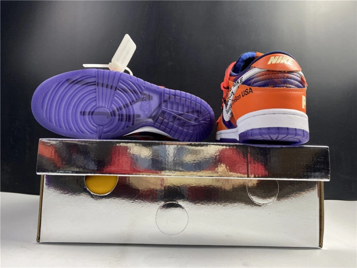 O-W x Nike SB Dunk Low Orange Perple White  CT0856-801