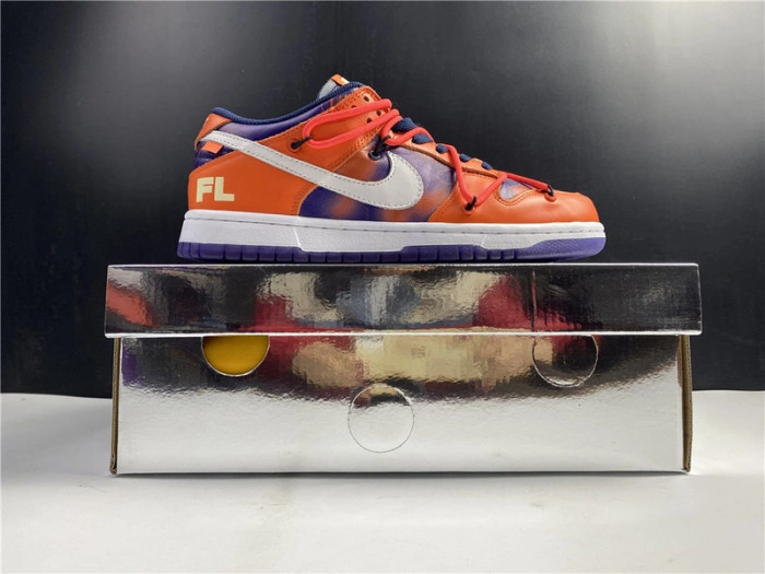 O-W x Nike SB Dunk Low Orange Perple White  CT0856-801