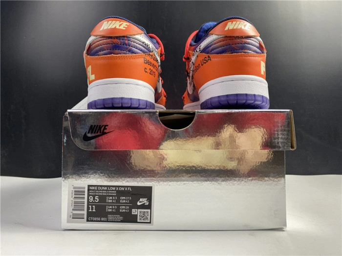 O-W x Nike SB Dunk Low Orange Perple White  CT0856-801