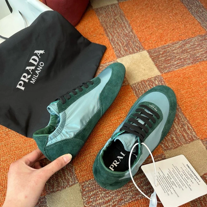 Prada Collapse Re-Nylon suede sneakers