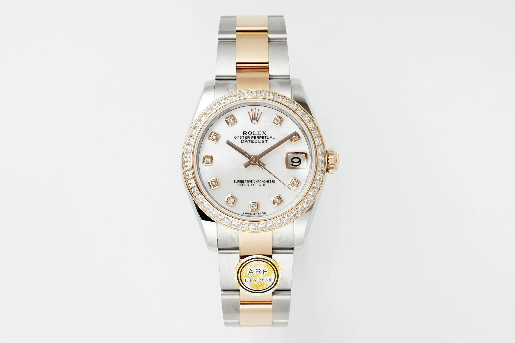 AR Factory Rolex Datejust 31mm White Dial Diamond Bezel Two-Tone Oystersteel and Yellow Gold Ladies Watch GoAnywhere 261