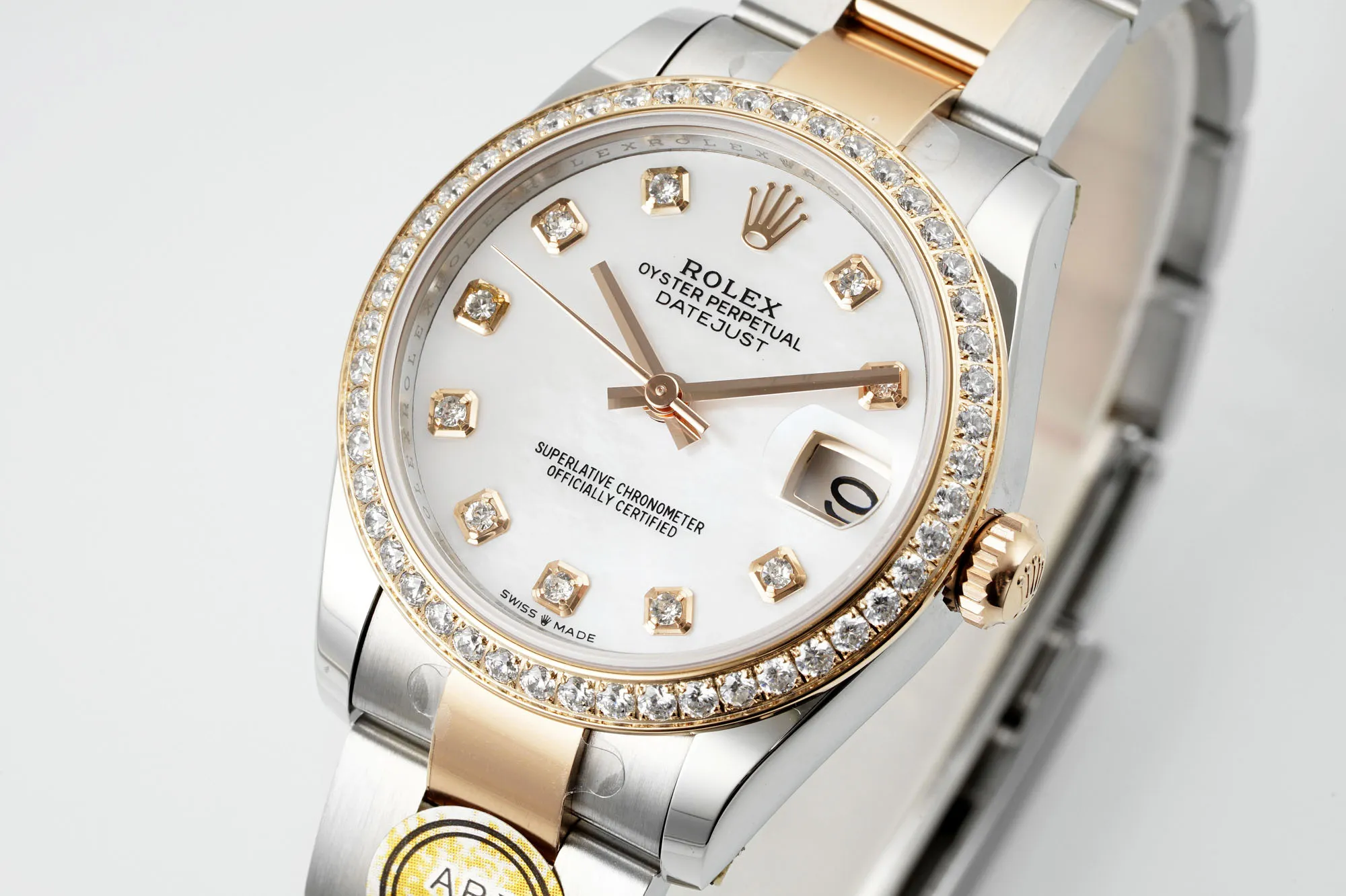 AR Factory Rolex Datejust 31mm White Dial Diamond Bezel Two-Tone Oystersteel and Yellow Gold Ladies Watch GoAnywhere 261