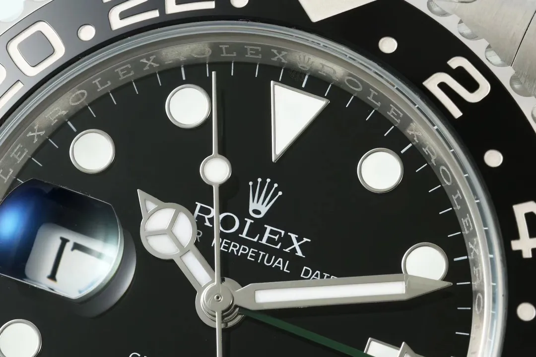 VS Factory Super Clone Rolex GMT-Master II 40mm Stainless Steel Super Clone Watch with Green and Black Ceramic Bezel, Black DailyWear 368