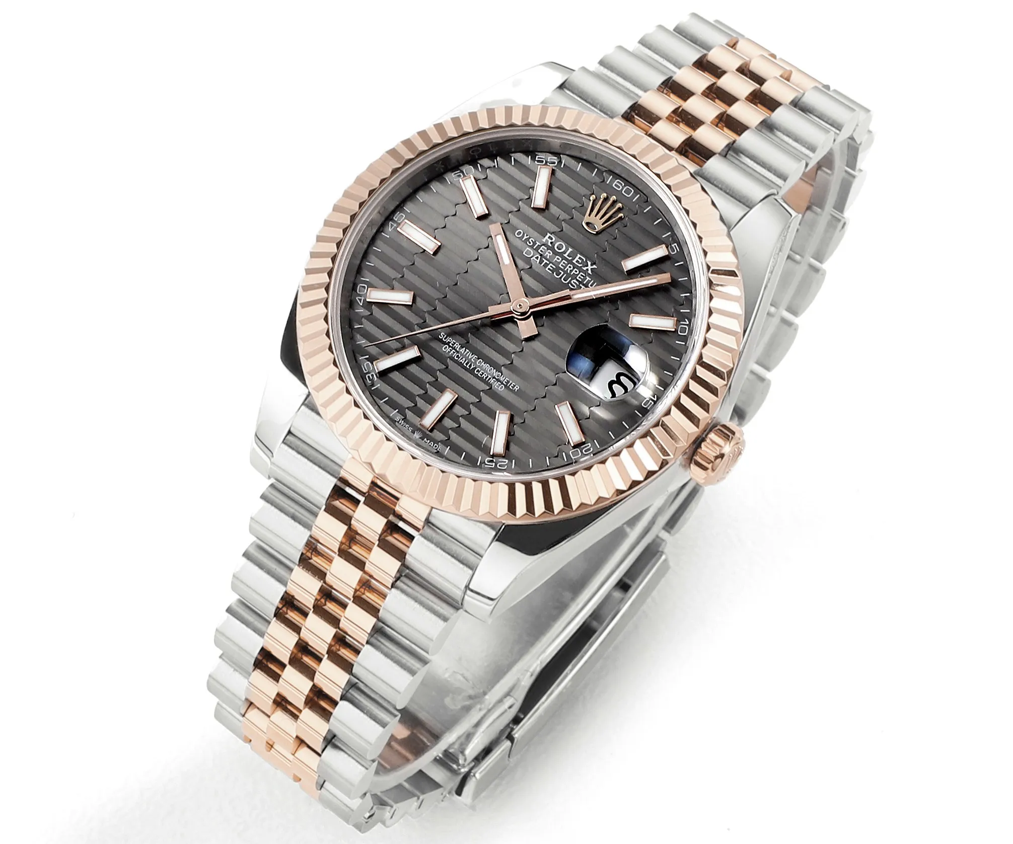 AR Factory Rolex Datejust 41mm Everose Rolesor Slate Dial Fluted Bezel Jubilee Bracelet Men’s Luxury Watch TimelessDesign 4937