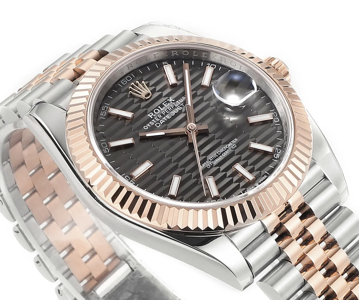 AR Factory Rolex Datejust 41mm Everose Rolesor Slate Dial Fluted Bezel Jubilee Bracelet Men’s Luxury Watch TimelessDesign 4937