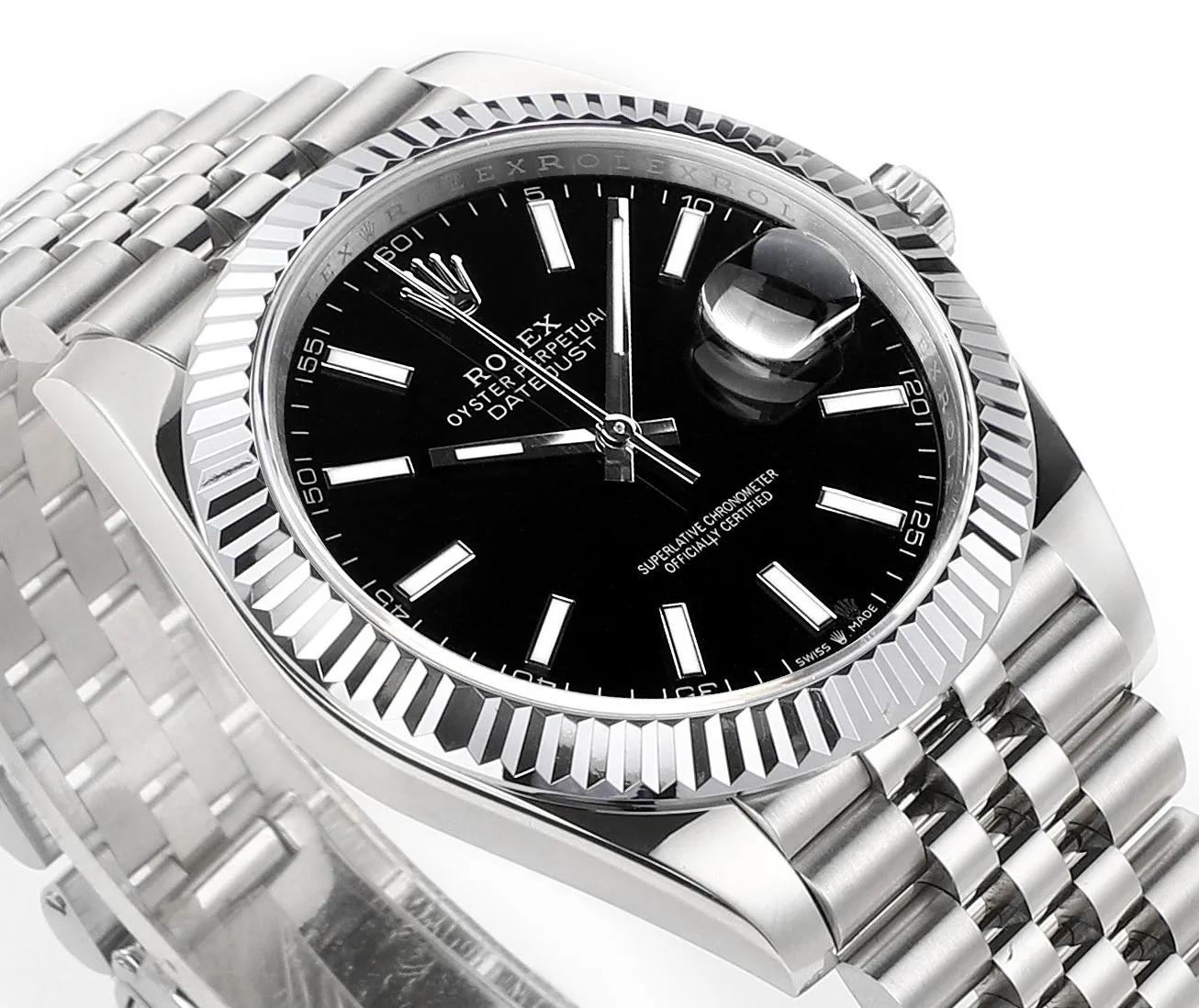 AR Factory Rolex Datejust 41mm Stainless Steel Fluted Bezel Black Dial Jubilee Bracelet Men’s Luxury Watch FlexibleFit 4892