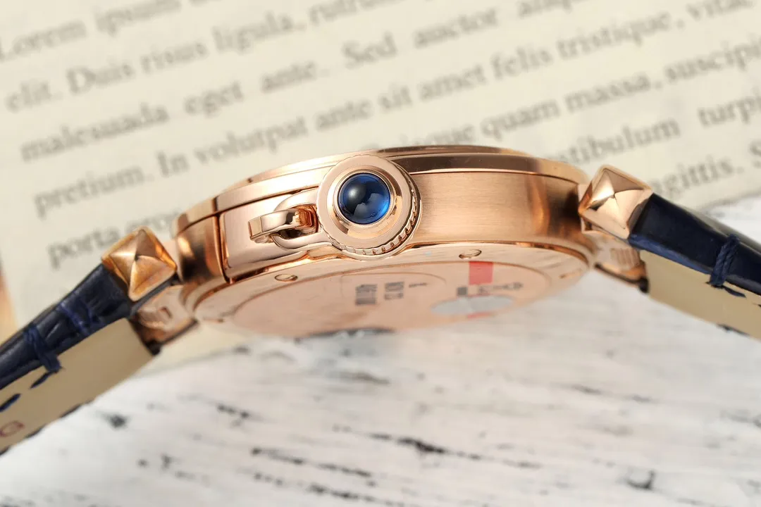 AF Factory AF Sapphire Rose Gold Blue Leather Strap Roman Numeral Dial Women’s Luxury Watch BestValue 5405