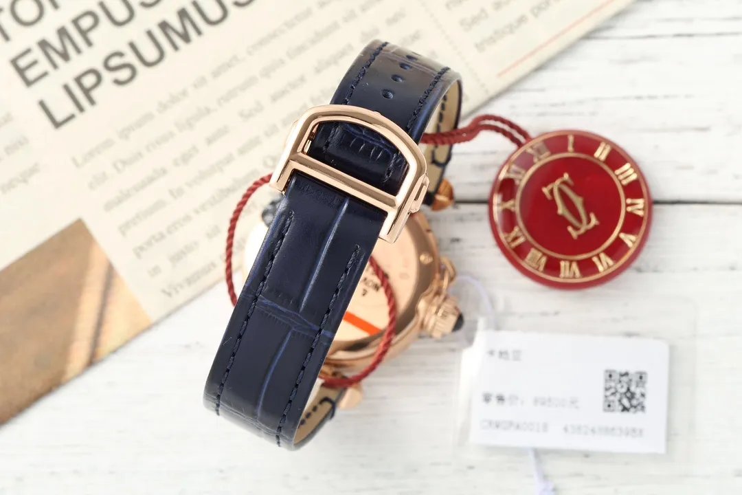 AF Factory AF Sapphire Rose Gold Blue Leather Strap Roman Numeral Dial Women’s Luxury Watch BestValue 5405