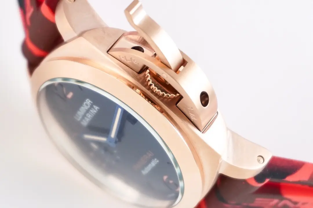 Panerai Luminor Marina Automatic Navy Blue Dial Rose Gold Case Red Camo Rubber Strap Men’s Luxury Watch StreetReady 786