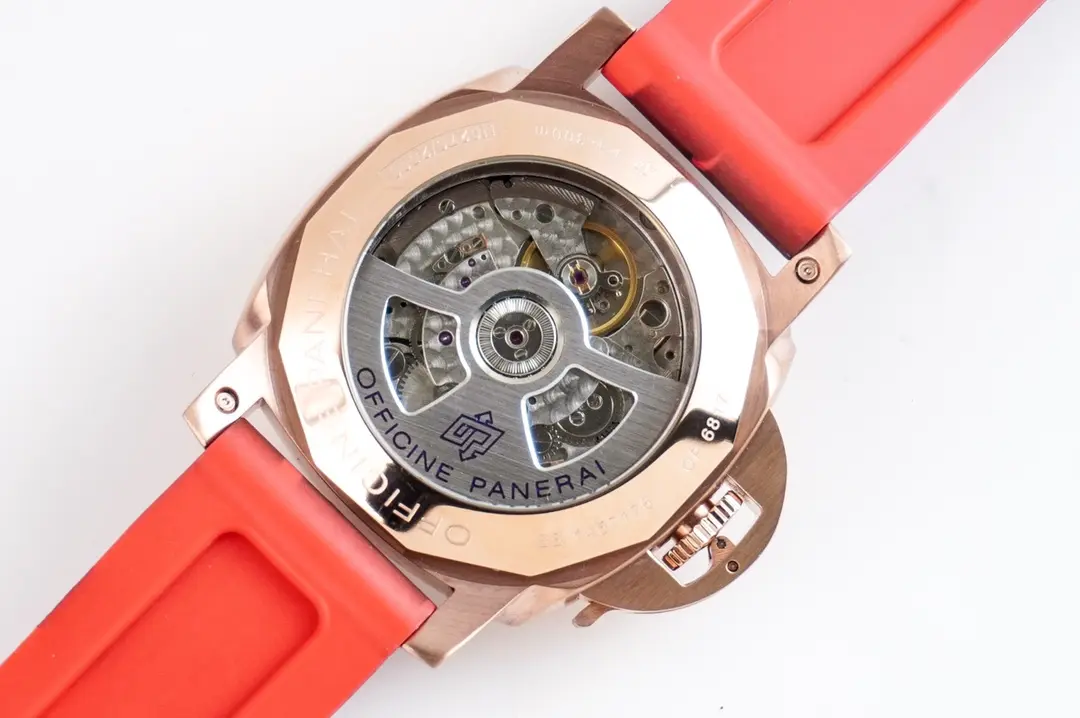 Panerai Luminor Marina Automatic Navy Blue Dial Rose Gold Case Red Camo Rubber Strap Men’s Luxury Watch StreetReady 786
