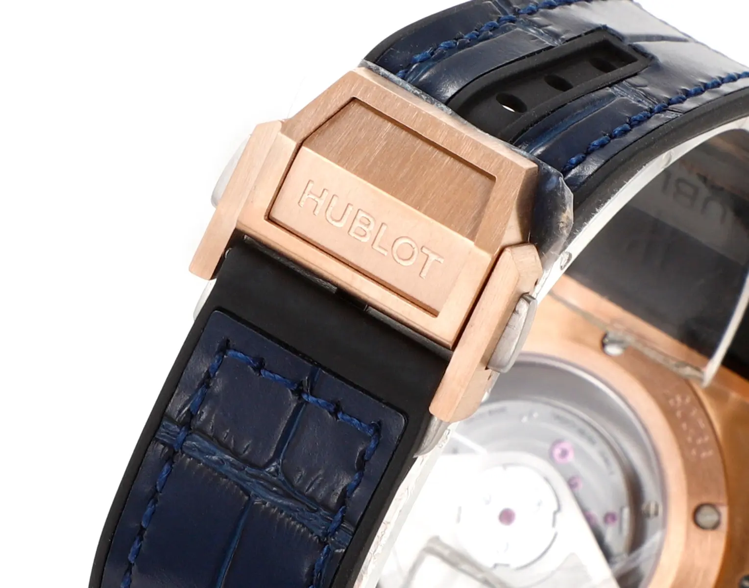 Classic GS Factory HUBLOT Big Bang One-Click 39mm Rose Gold Blue Dial Diamond Set Automatic Super Clone Watch 5811