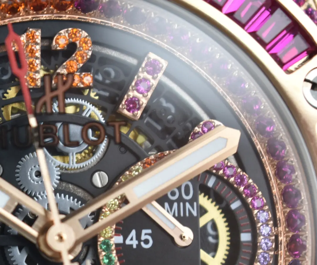 HighPerformance JB Factory Hublot Big Bang Rainbow 44mm Chronograph Watch with Pink Rubber Strap – Super Clone Edition 6010