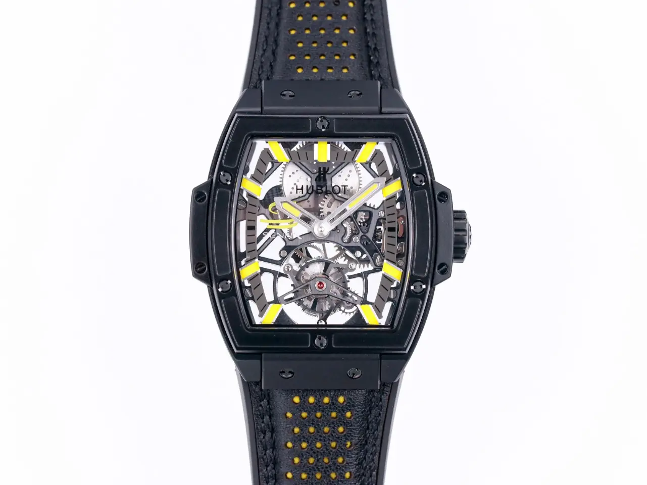 ZF Factory Hublot Masterpiece 906 Black & Yellow Skeleton Tourbillon Watch with Leather Strap – Super Clone Edition ComfortFit 1394