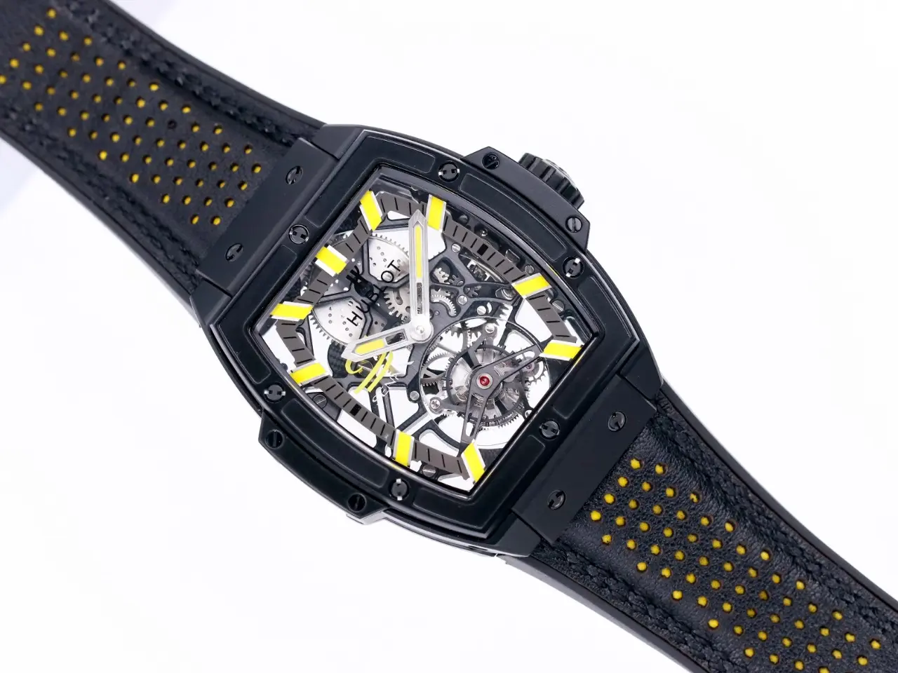 ZF Factory Hublot Masterpiece 906 Black & Yellow Skeleton Tourbillon Watch with Leather Strap – Super Clone Edition ComfortFit 1394