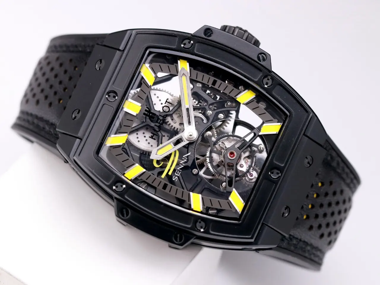 ZF Factory Hublot Masterpiece 906 Black & Yellow Skeleton Tourbillon Watch with Leather Strap – Super Clone Edition ComfortFit 1394