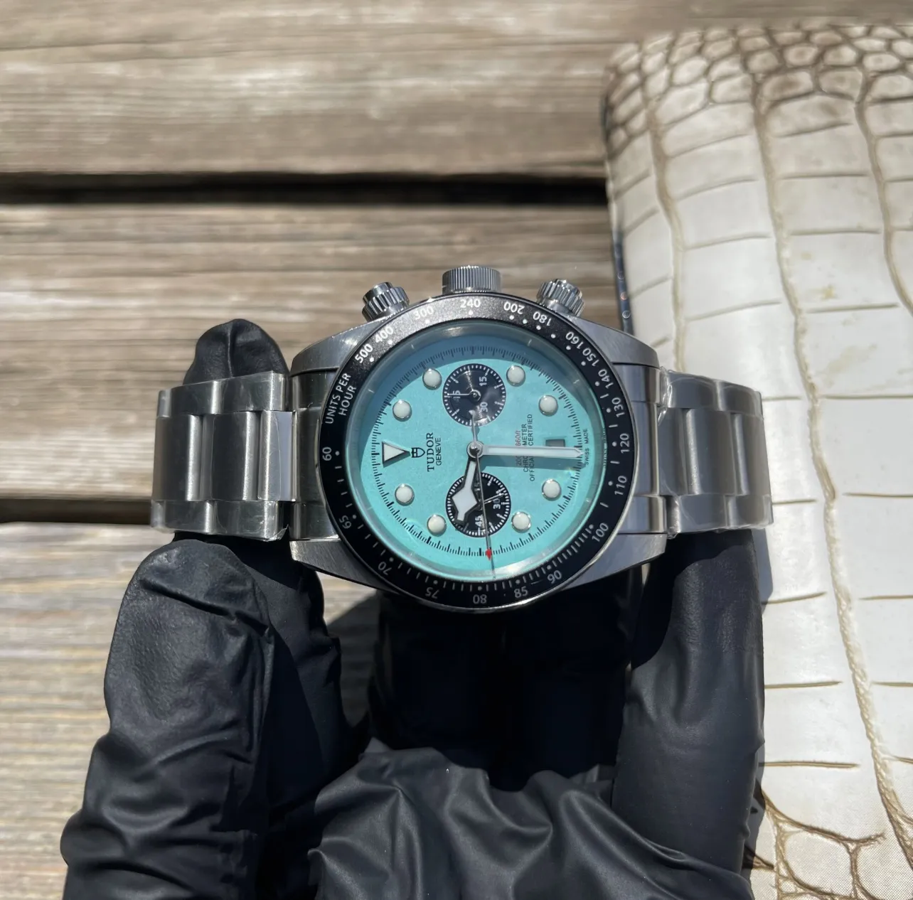 Tudor Black Bay Chrono Turquoise Dial Stainless Steel Bracelet Men’s Chronograph Watch Durable 4284