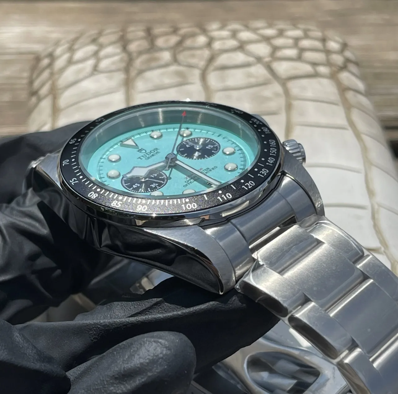 Tudor Black Bay Chrono Turquoise Dial Stainless Steel Bracelet Men’s Chronograph Watch Durable 4284