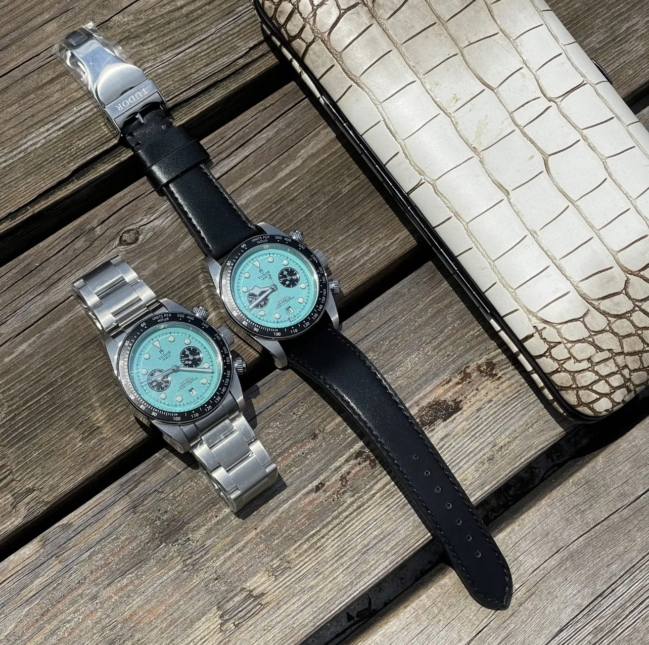 Tudor Black Bay Chrono Turquoise Dial Stainless Steel Bracelet Men’s Chronograph Watch Durable 4284