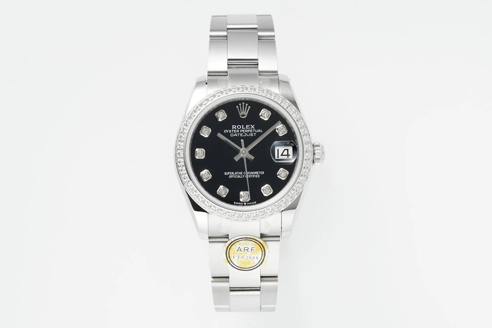 Attractive AR Factory Rolex Datejust 31mm Black Dial Diamond Bezel Stainless Steel Oyster Bracelet Automatic Women’s Watch 4964