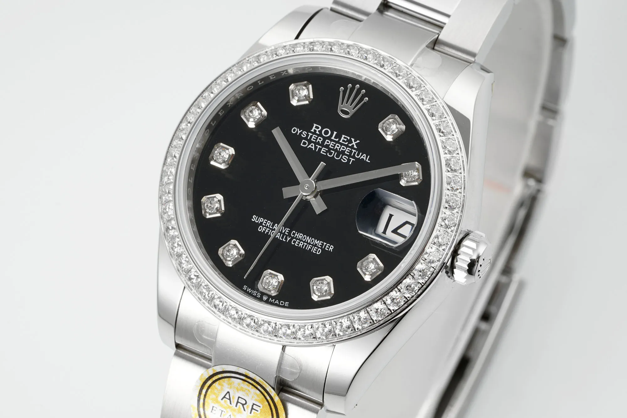 AR Factory Rolex Datejust 31mm Black Dial Diamond Bezel Stainless Steel Oyster Bracelet Automatic Women’s Watch Comfortable 240