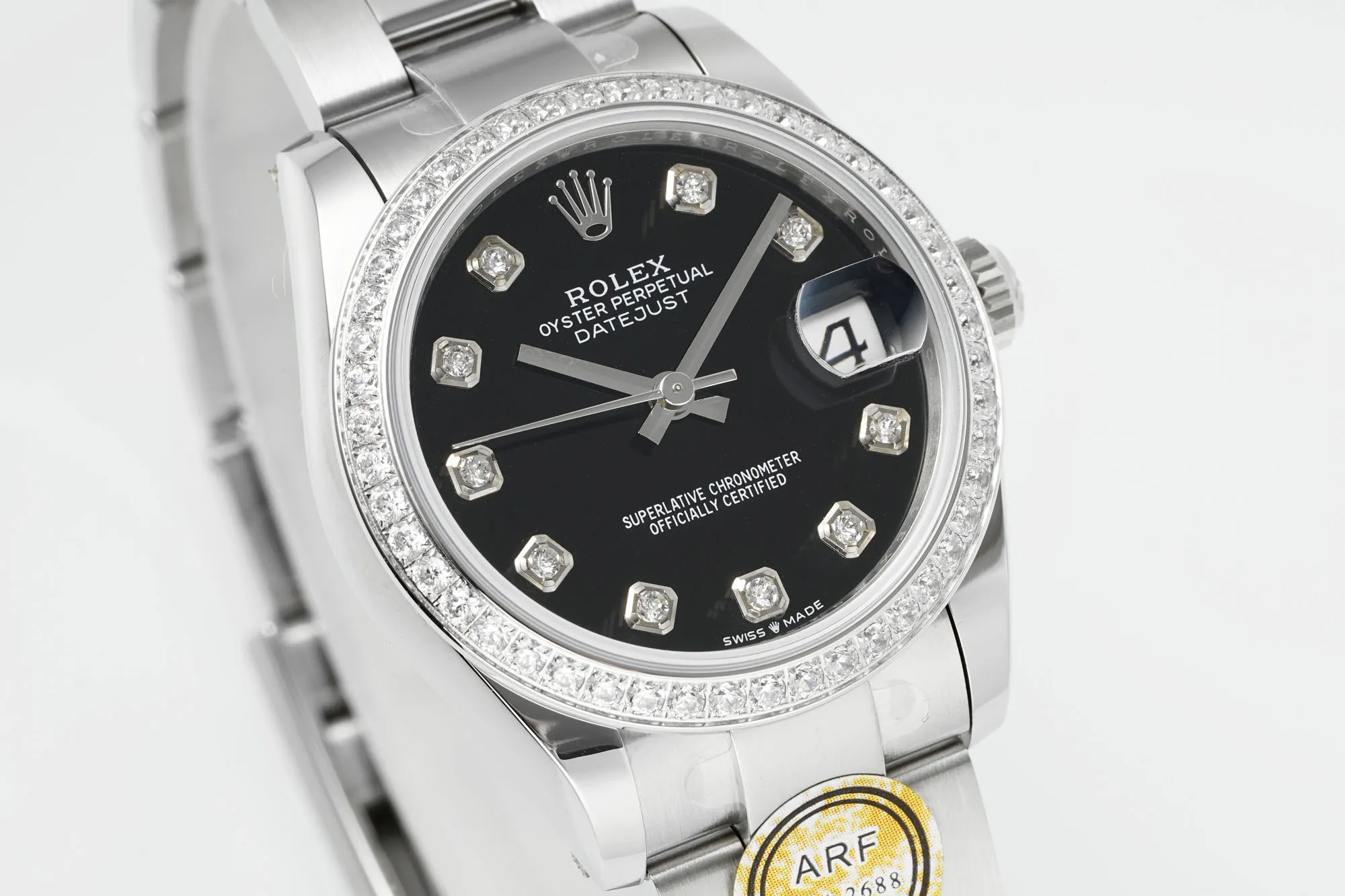 AR Factory Rolex Datejust 31mm Black Dial Diamond Bezel Stainless Steel Oyster Bracelet Automatic Women’s Watch Comfortable 240