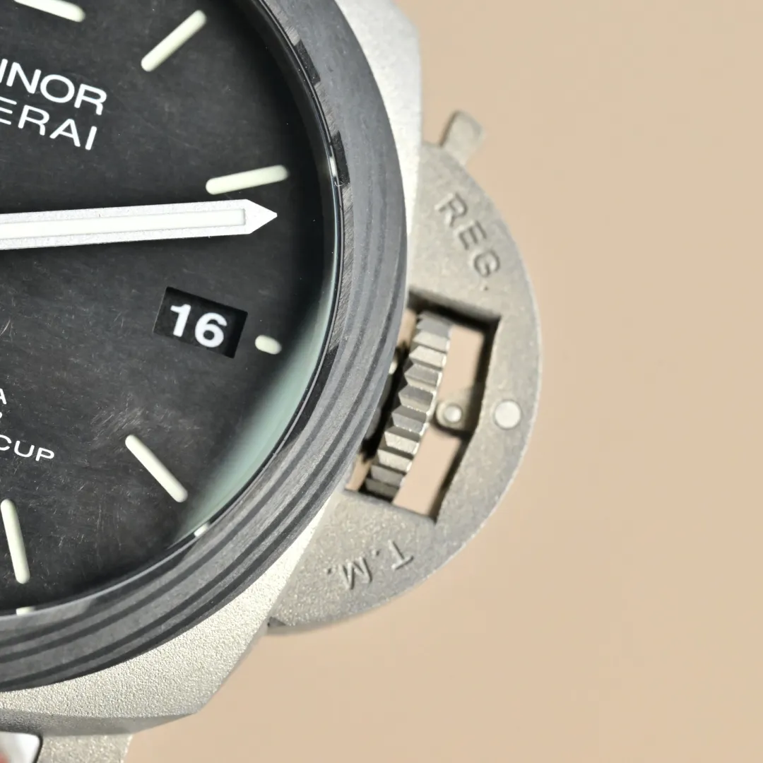 Elegant VS Factory Panerai Luminor America’s Cup Black Dial Silver Titanium Case Black Alligator Leather Strap Men’s Luxury Watch 795