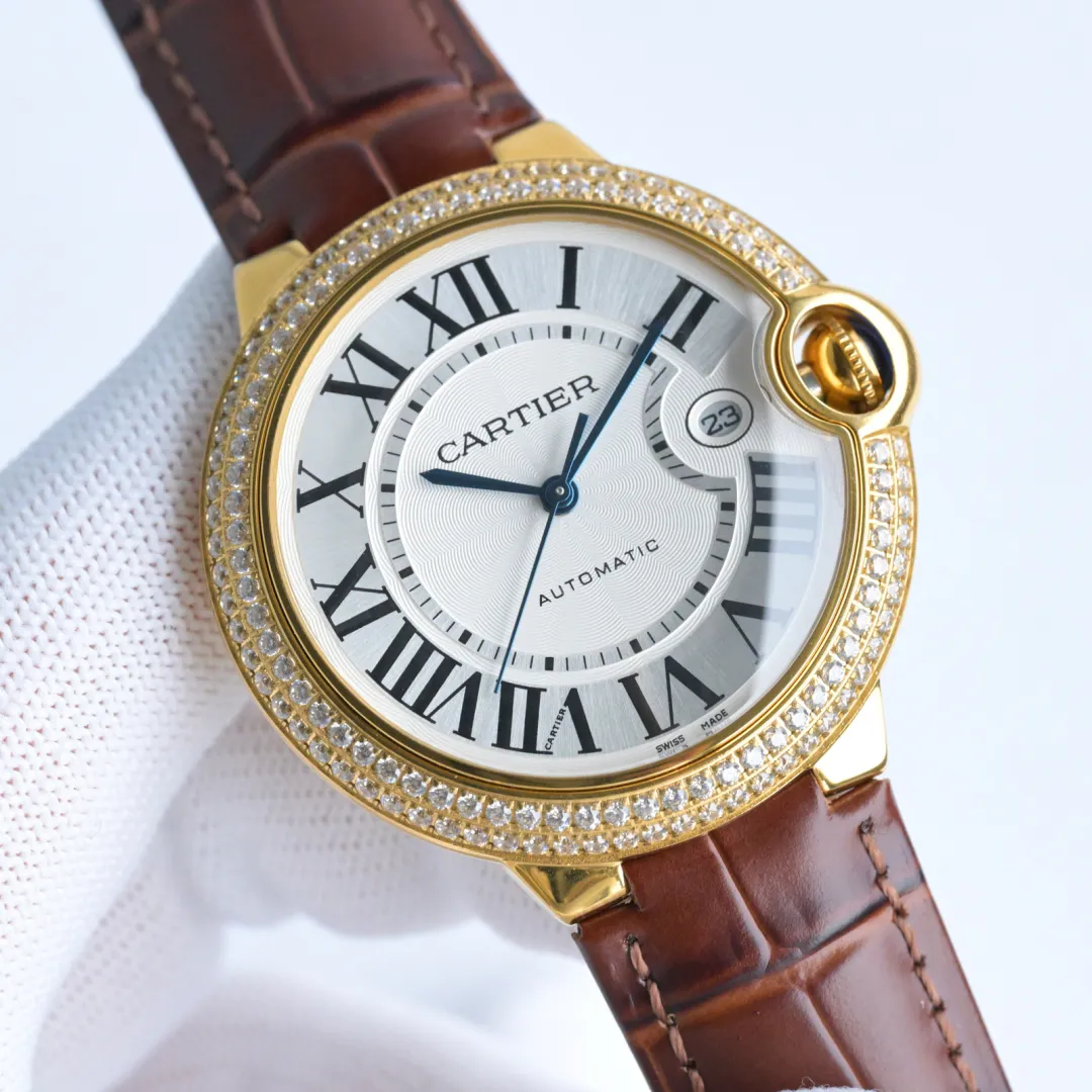 Cartier Ballon Bleu Automatic Brown Leather Replica Watch – High-Quality Fake Cartier Timepiece Youthful 2738