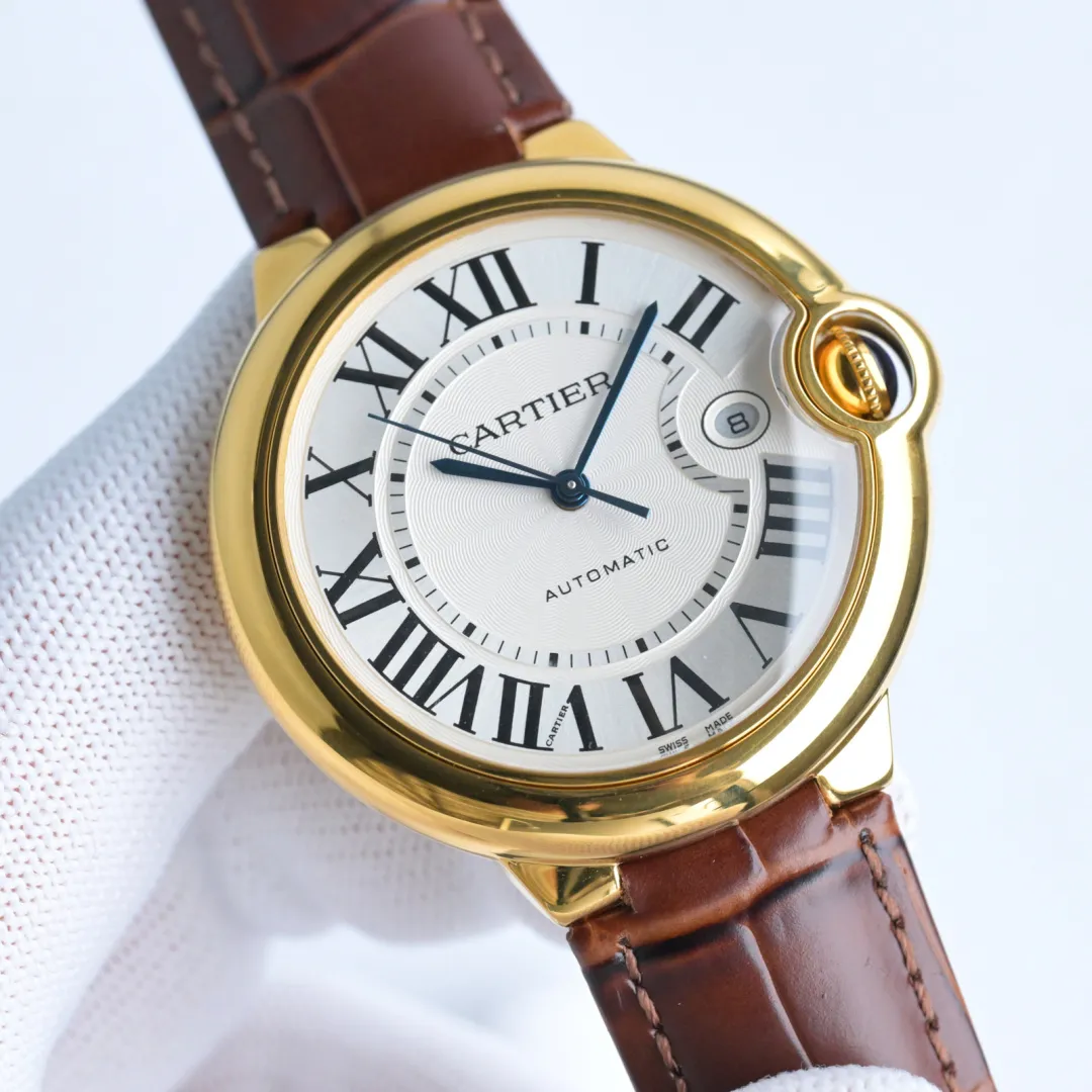 Cartier Ballon Bleu Automatic Brown Leather Replica Watch – High-Quality Fake Cartier Timepiece Youthful 2738