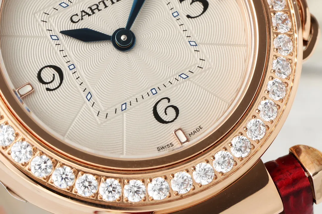 Cartier Ballon Bleu de Cartier Women’s Rose Gold Watch with Diamond Bezel and Red Leather Strap TravelReady 2817