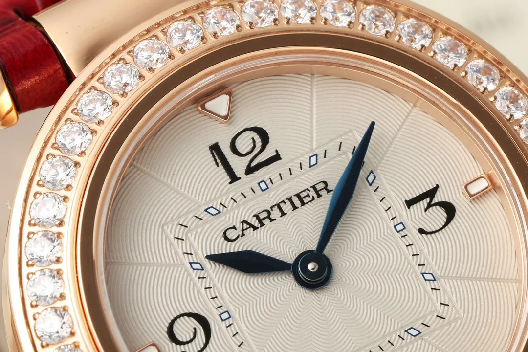 Cartier Ballon Bleu de Cartier Women’s Rose Gold Watch with Diamond Bezel and Red Leather Strap TravelReady 2817