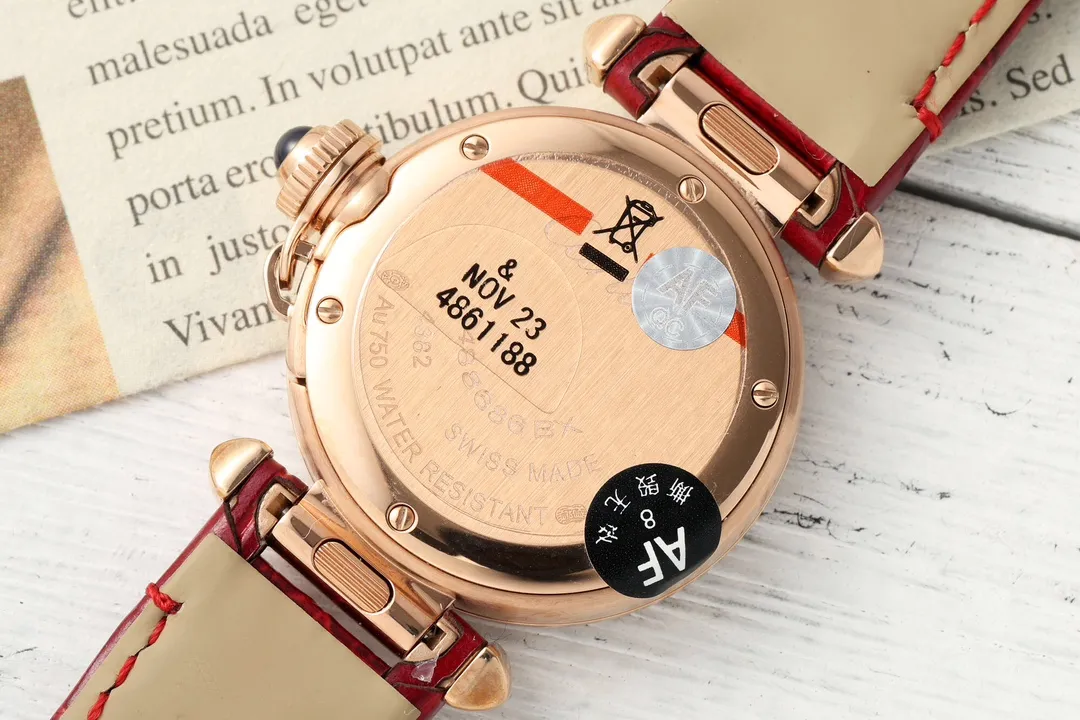 Cartier Ballon Bleu de Cartier Women’s Rose Gold Watch with Diamond Bezel and Red Leather Strap TravelReady 2817