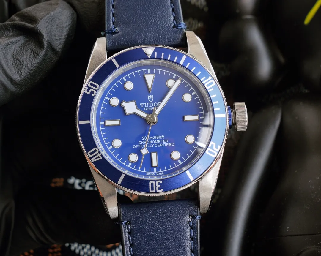 ZF Factory Tudor Black Bay Fifty-Eight Blue Dial Automatic Dive Watch with Navy Leather Strap and Stainless Steel Case FreshLook 4270